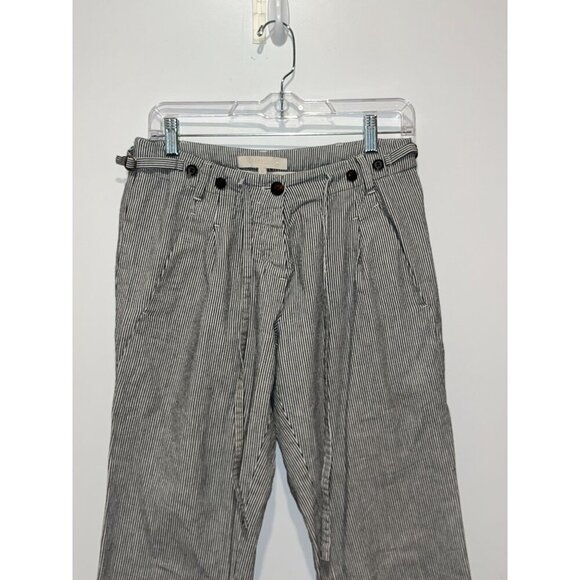 Vanessa Bruno Womens Striped Wide-Leg Button-Fly Pants Size 36 Cotton Blend Blue - Picture 2 of 8